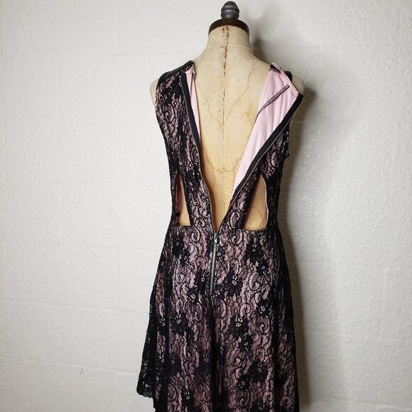 Charlotte Russe Black Lace Overlay Cut Out Dress L - Picture 14 of 16